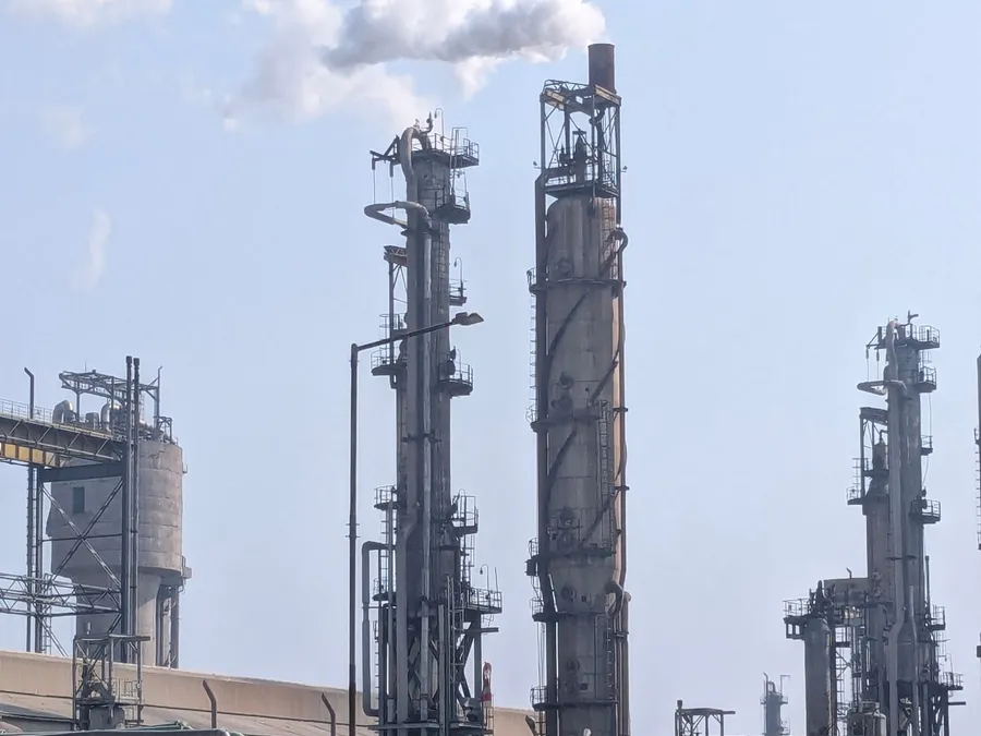 Distillation towers of a chemical plant