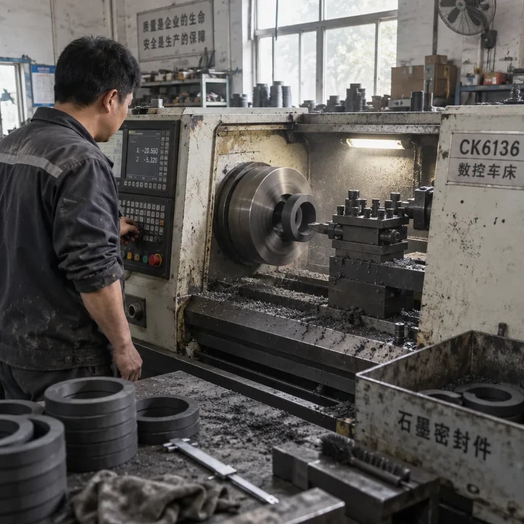CNC turning graphite seal ring